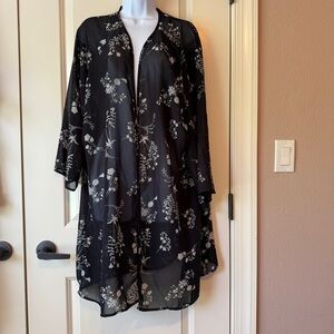 Liberty Love Black Sheer Floral Kimono